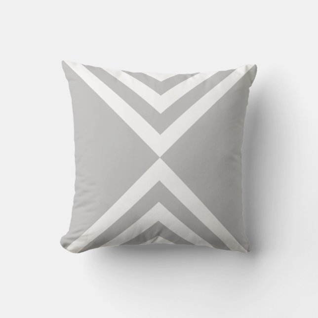 Abstracte grijze en witte gestreepte sierkussen (Voorkant)