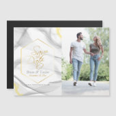 Abstracte Grijze Gele Huwelijk Save the Date Magnetische Uitnodiging (Voorkant / Achterkant)