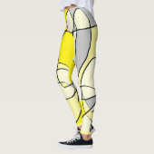 Abstracte grijze gele witte en zwarte Leggings (Links)
