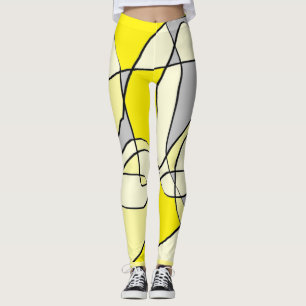 Abstracte grijze gele witte en zwarte Leggings