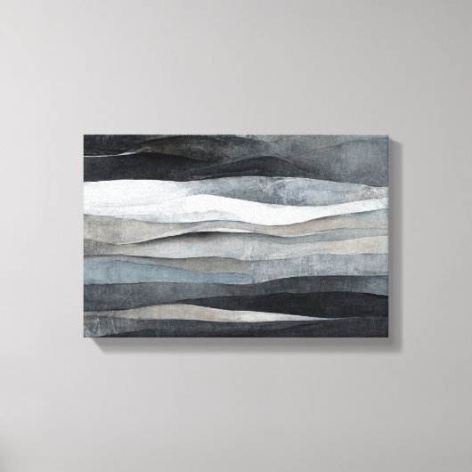 Abstracte Grijze Golven Kunst Canvas Afdruk (Voorkant)