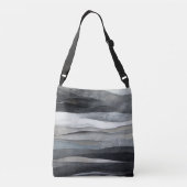 Abstracte grijze golven kunst crossbody tas (Achterkant)