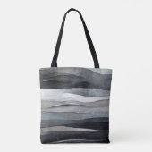 Abstracte grijze golven kunst tote bag (Achterkant)