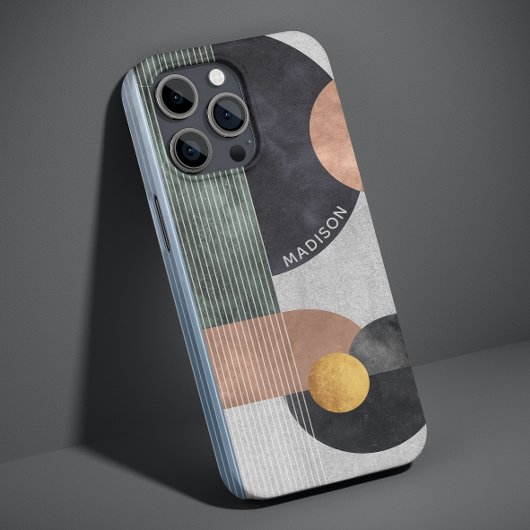 Abstracte grijze marmeren roze gouden gepersonalis Case-Mate iPhone case