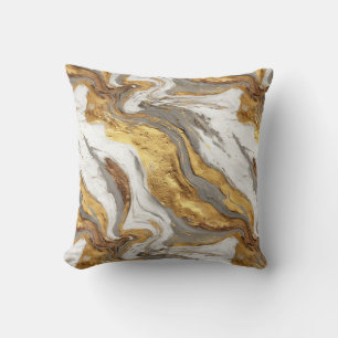 Abstracte grijze marmertextuur met vloeiend goud kussen