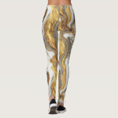 Abstracte grijze marmertextuur met vloeiend goud leggings (Achterkant)