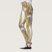 Abstracte grijze marmertextuur met vloeiend goud leggings (Links)