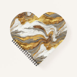 Abstracte grijze marmertextuur met vloeiend goud notitieboek
