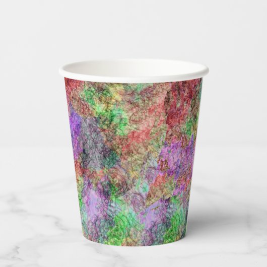 Abstracte grijze mix van groene roze gele cirkels papieren bekers (Achterkant)