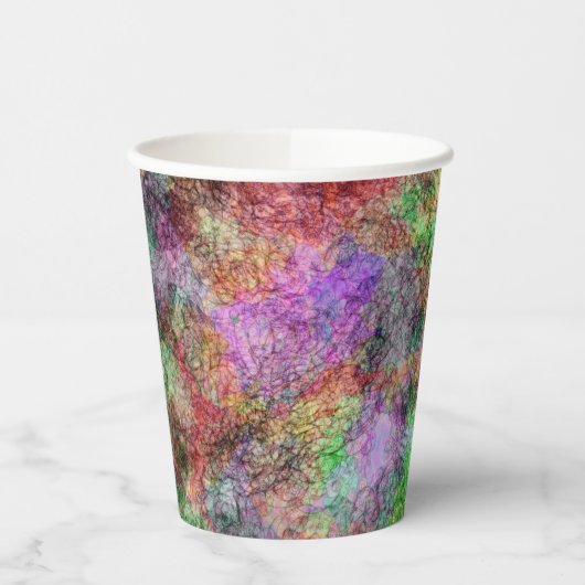 Abstracte grijze mix van groene roze gele cirkels papieren bekers (Links)