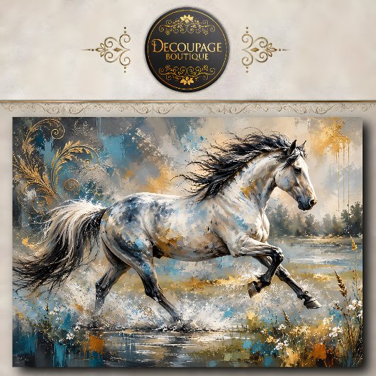 Abstracte grijze paardenschildering tissuepapier