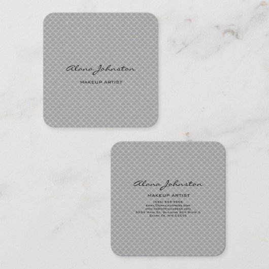 Abstracte grijze snakeskin Makeup artiest Vierkante Visitekaartje (Voorkant / Achterkant)