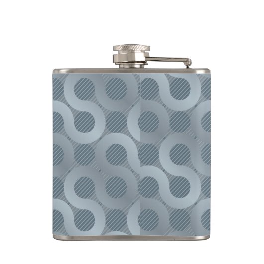 Abstracte grijze stroomachtergrond heupfles (Achterkant)