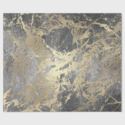 Abstracte grijze verf Golden Metallic Strokes Cadeaupapier (Vlak)
