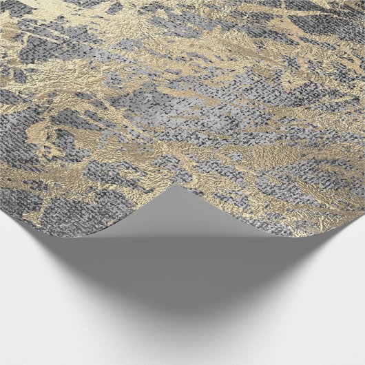 Abstracte grijze verf Golden Metallic Strokes Cadeaupapier (Hoek)