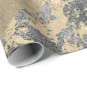 Abstracte grijze verf Golden Metallic Strokes Cadeaupapier (Rol Hoek)