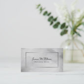 Abstracte Grijze Waterverf met Zilveren QR Code Visitekaartje (Staand voorkant)