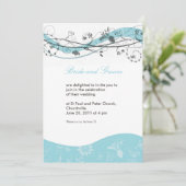 Abstracte grillen uitnodiging - turkooizen brown (Staand voorkant)