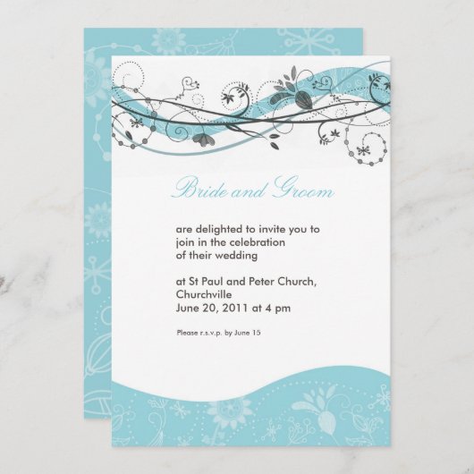 Abstracte grillen uitnodiging - turkooizen brown (Voorkant / Achterkant)