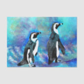 Abstracte grillige pinguïn paar decoupage tissuepapier (Voorkant)