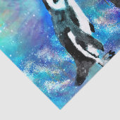 Abstracte grillige pinguïn paar decoupage tissuepapier (Detail)