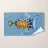 Abstracte grillige uil grote blauwe ogen op cirkel handdoek (Handdoek)