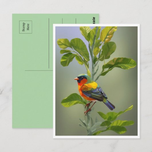 Abstracte grillige vogel op boomtak briefkaart (Voorkant / Achterkant)