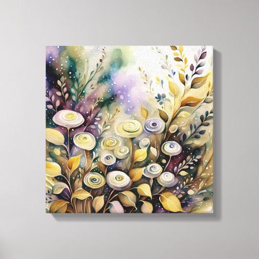 Abstracte grillige Waterverf tuin Canvas Afdruk (Voorkant)