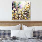 Abstracte grillige Waterverf tuin Canvas Afdruk (Insitu (Slaapkamer))