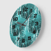 Abstracte grilzwijn Aqua Blue Girly Gifts Grote Klok (Hoek)