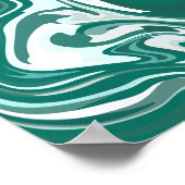 Abstracte groen-witte marmeren werveling poster (Hoek)