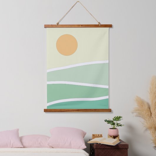 Abstracte groene bergen hangend wandkleed (Slaapkamer)