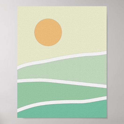 Abstracte groene bergen poster (Voorkant)