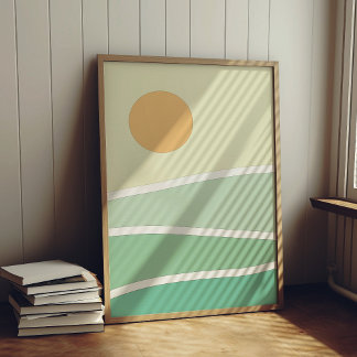Abstracte groene bergen poster