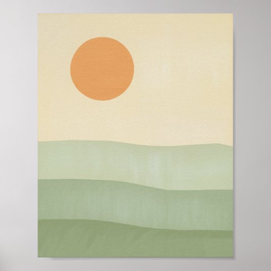 Abstracte groene bergen poster (Voorkant)