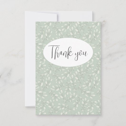 Abstracte groene blad platte bedankkaart (Voorkant)
