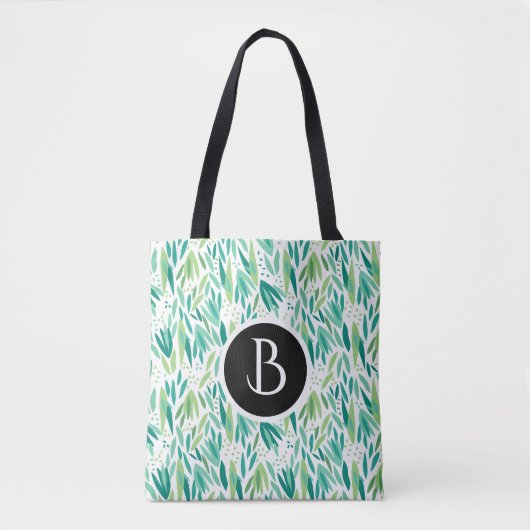 Abstracte groene bladeren botanische patronen tote bag (Voorkant)