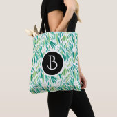Abstracte groene bladeren botanische patronen tote bag (Dichtbij)