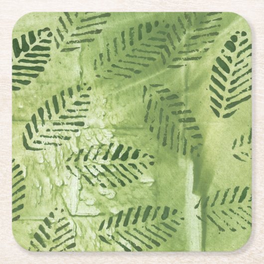 Abstracte groene bladeren kartonnen onderzetters (Voorkant)