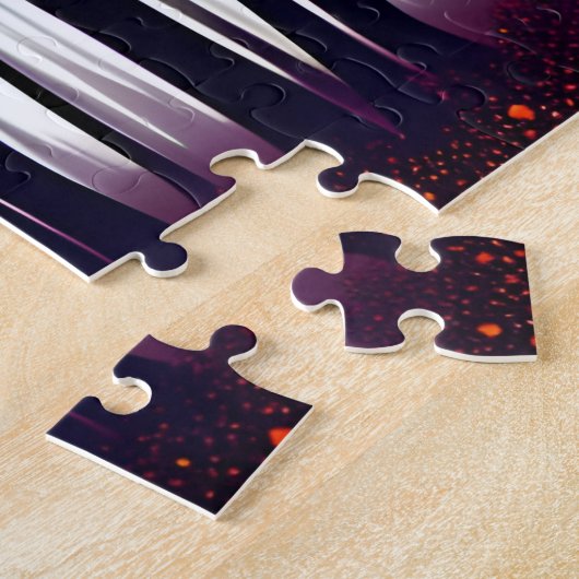 Abstracte groene bladeren op Silhouette Tree Lands Legpuzzel (Zijkant)