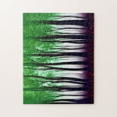Abstracte groene bladeren op Silhouette Tree Lands Legpuzzel (Verticaal)