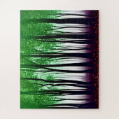 Abstracte groene bladeren op zwart silhouetbos legpuzzel (Verticaal)