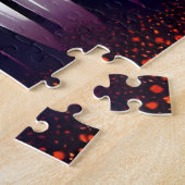 Abstracte groene bladeren op zwart silhouetbos legpuzzel (Zijkant)