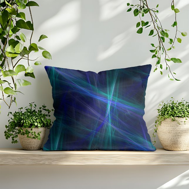 Abstracte groene blauwe nevel fractale kunst kussen (Creator heeft geüpload)