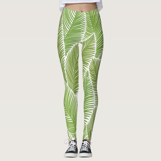 Abstracte groene bloemige, naadloze achtergrond. leggings (Voorkant)