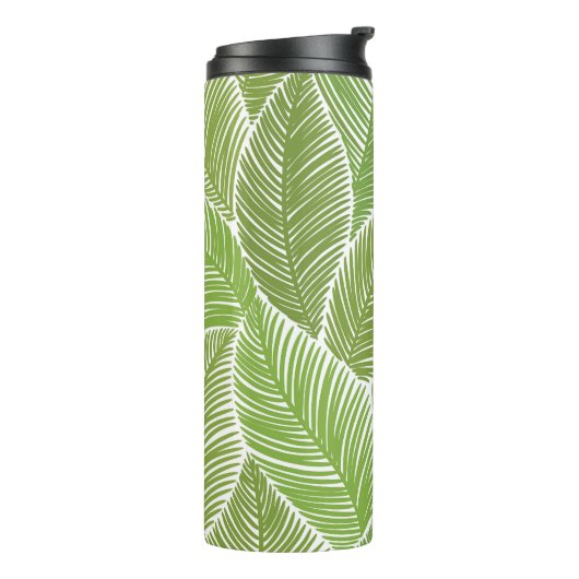 Abstracte groene bloemige, naadloze achtergrond. thermosbeker (Gedraaid links)