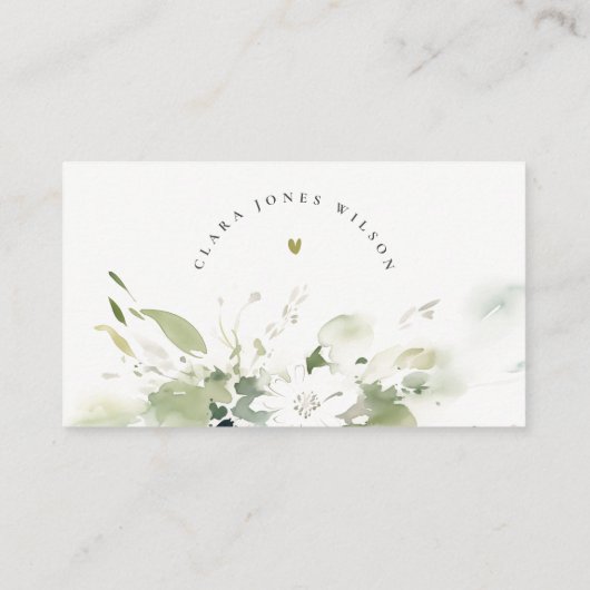 Abstracte groene bloemschikking baby shower informatiekaartje (Achterkant)