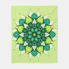 Abstracte Groene Boho Floral Mandala Fleece Deken