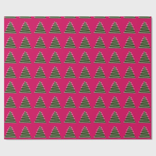 Abstracte, groene bomen op roze kerst cadeaupapier (Vlak)