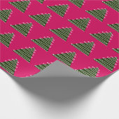 Abstracte, groene bomen op roze kerst cadeaupapier (Hoek)
